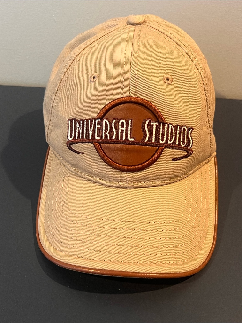 Universal Beige Cap with Brown Patch and Dark Brown Embroidery